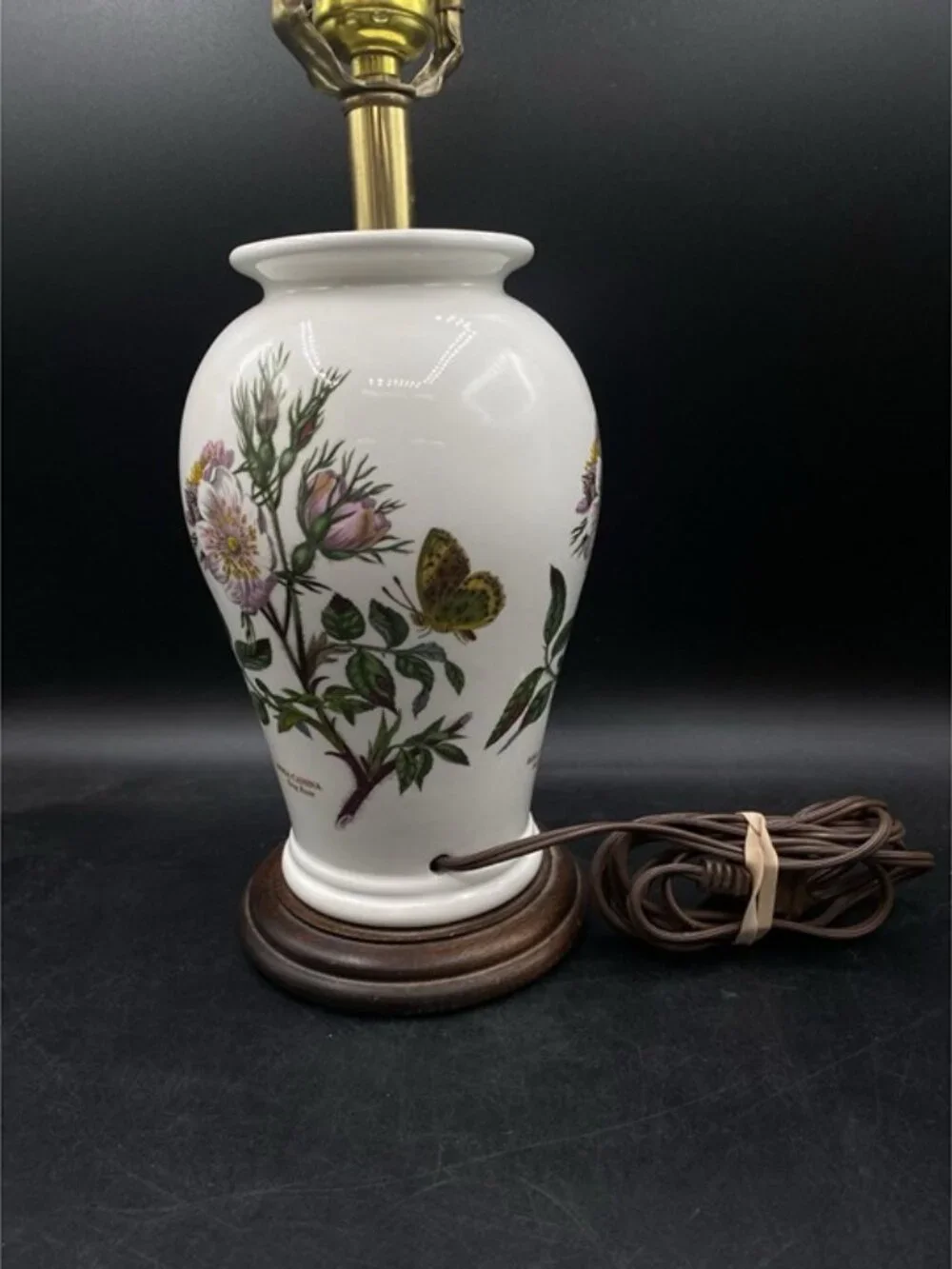 Portmeirion Botanic Garden Lamp Base Cage Rosa Canina Dog Rose Butterfly Flowers
